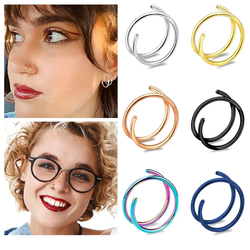 Body Jewelry Surgical Steel - 6 adet/paket, 20G paslanmaz çelik burun