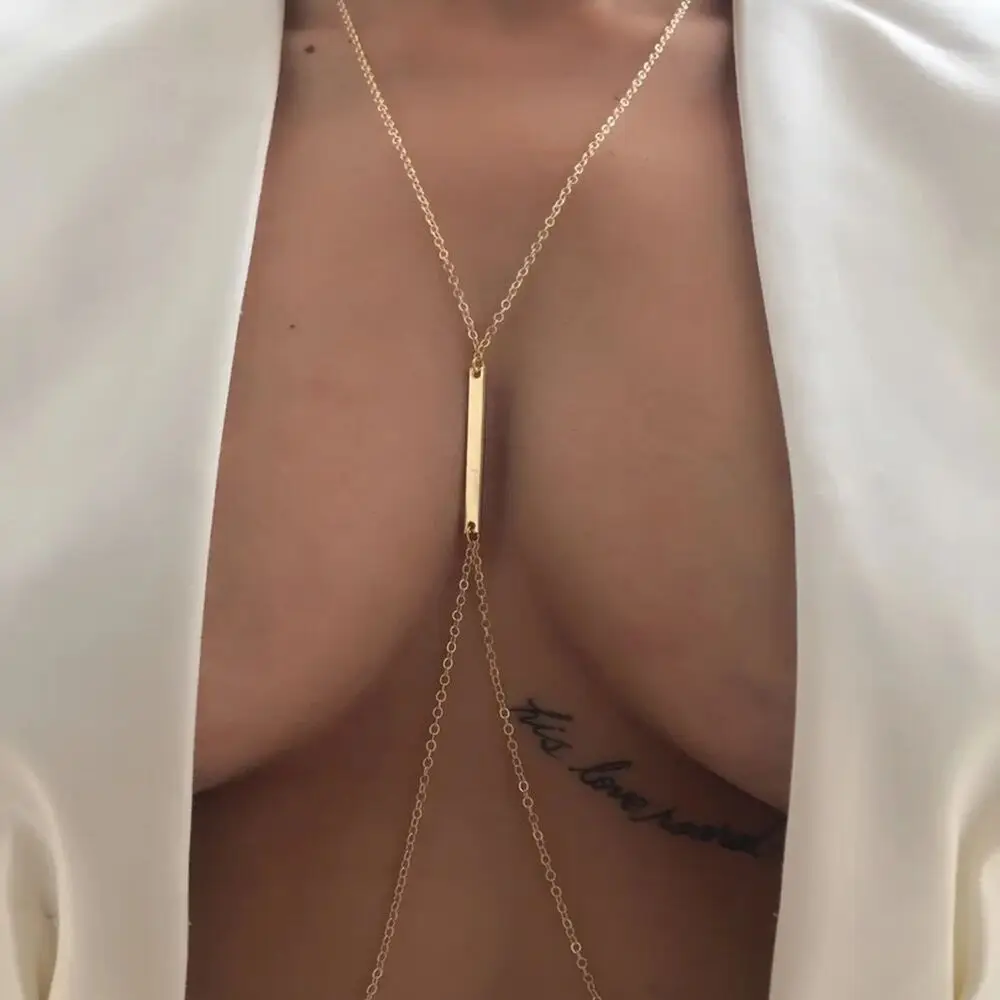 Body Jewelry Retainers - Seksi Metal göğüs zincir demeti bikini