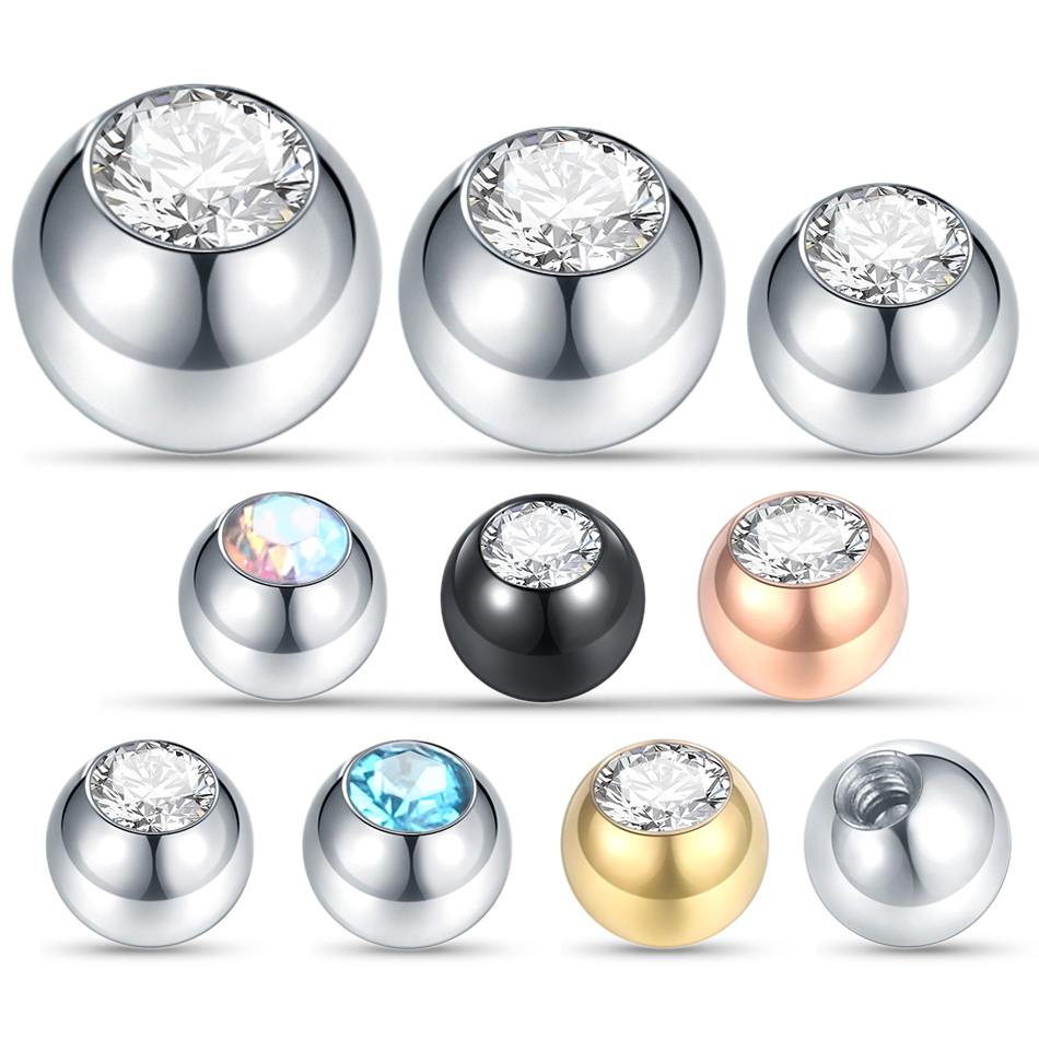Body Jewelry Replacement Ball - 10 adet çelik Piercing topları kübik
