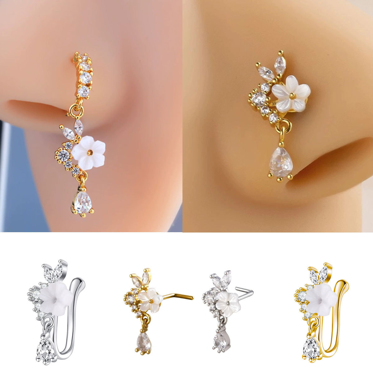 Altın Çiçek Burun Halkası, Sar - Body Jewelry Surgical Steel incelemesi ve fiyatı