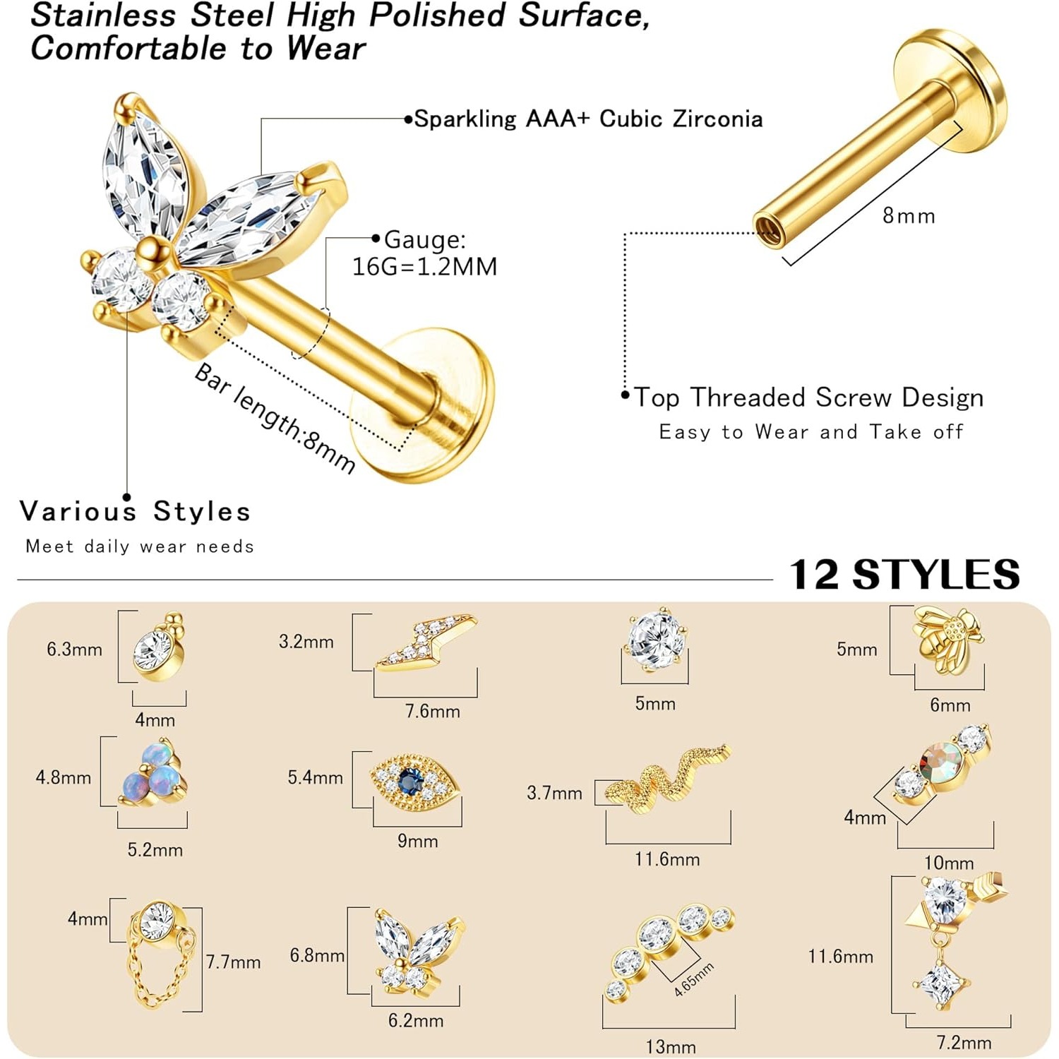 Bobisty 1 Adet Kıkırdak Küpe K - Body Jewelry Surgical Steel incelemesi ve fiyatı