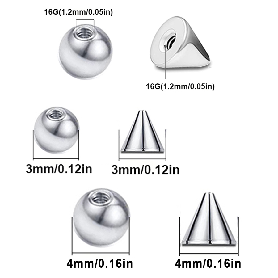 100 adet 16G 3mm 4mm Yedek Yed - Body Jewelry Replacement Ball incelemesi ve fiyatı