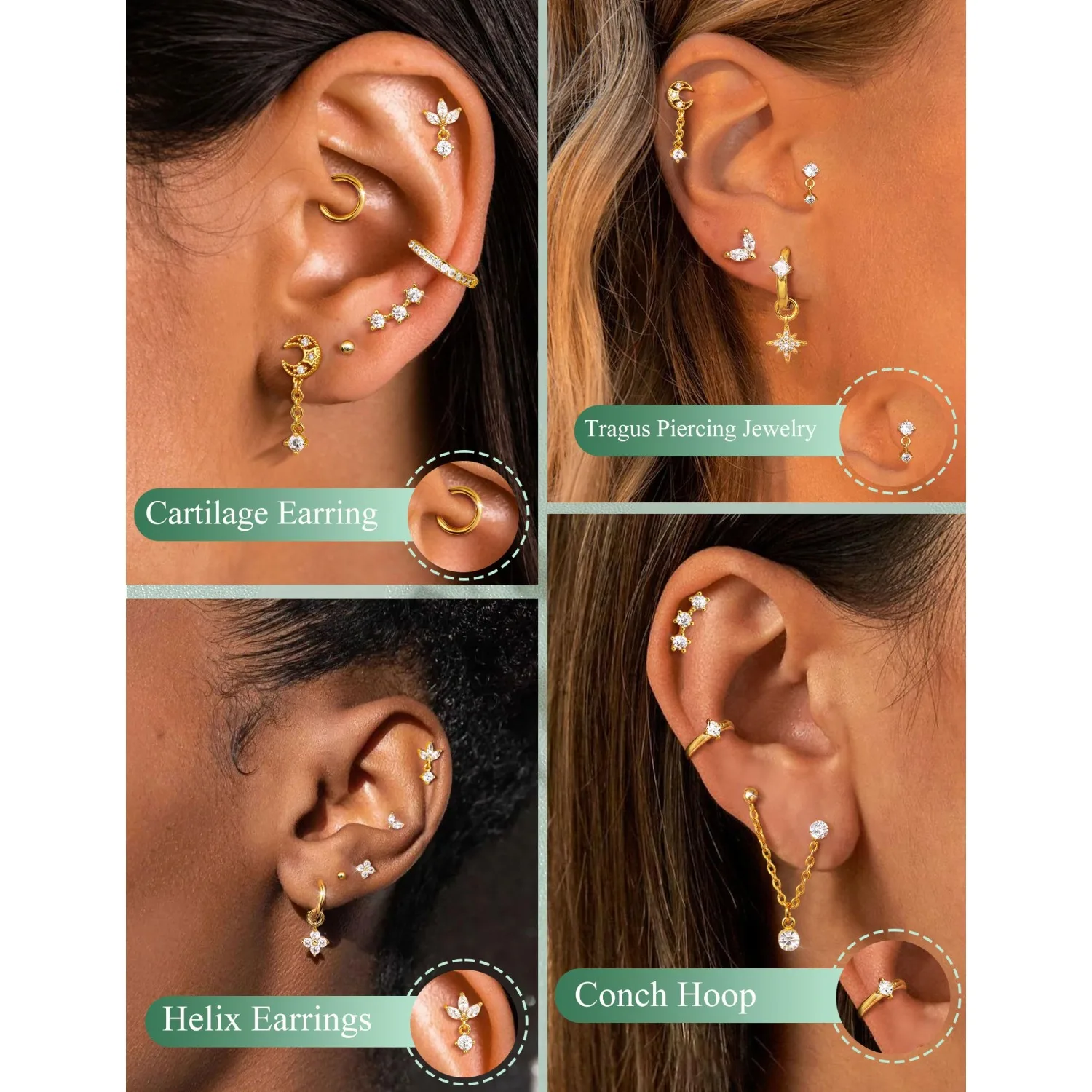 Kadınlar için 16 Ölçü Kıkırdak - Body Jewelry Surgical Steel incelemesi ve fiyatı